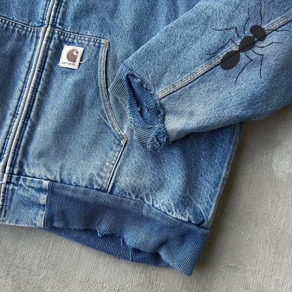 Vintage Y2K Carhartt J08 DST denim blue work wear jacket - Picture 4 of 8